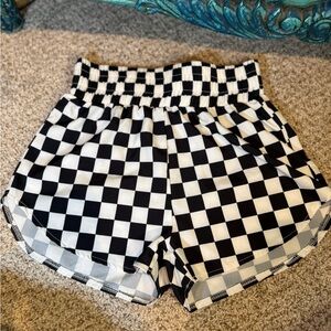 Checkered Black and White Women's Shorts